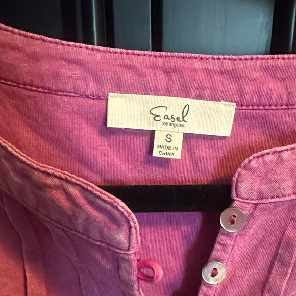 Easel Fuchsia Blouse with Button Detail - Picture 2 of 4